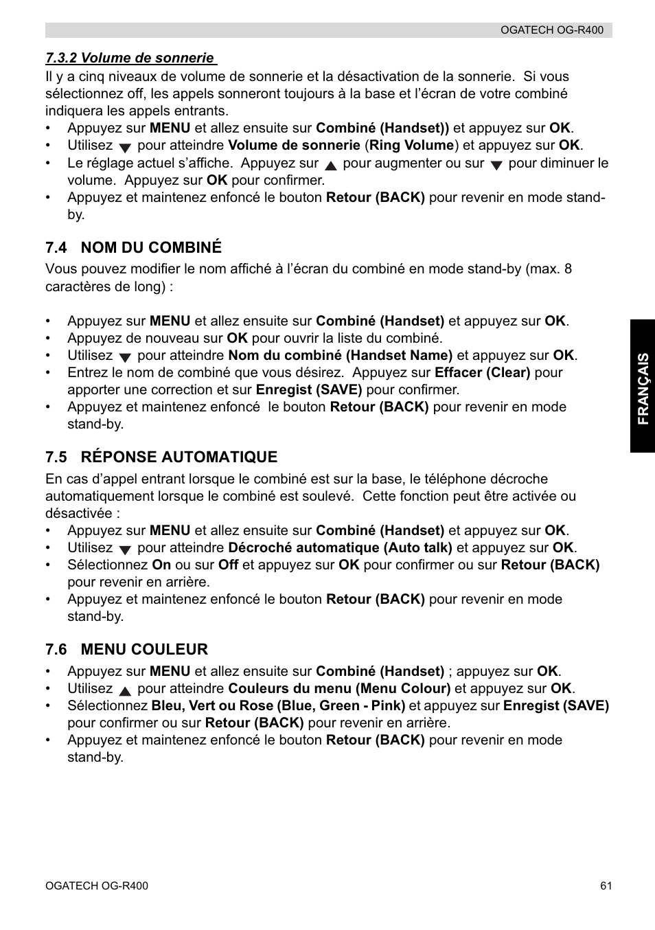 Topcom OGATECH OG-R400 User Manual | Page 61 / 128