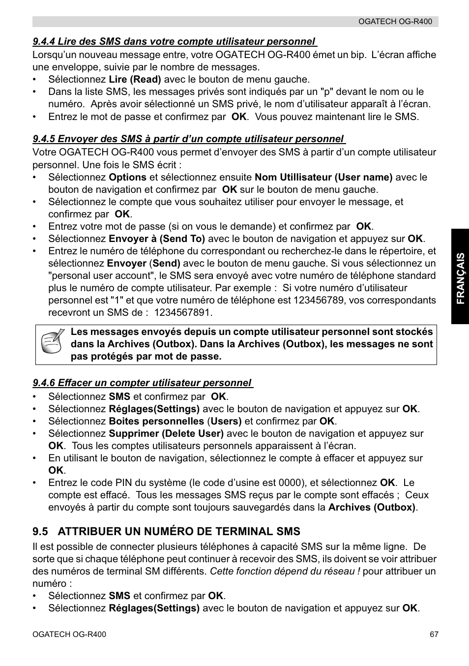 Topcom OGATECH OG-R400 User Manual | Page 67 / 128