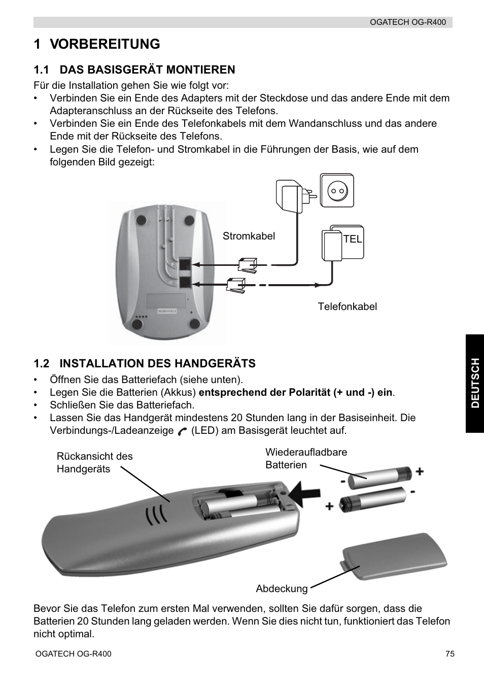 1 vorbereitung | Topcom OGATECH OG-R400 User Manual | Page 75 / 128