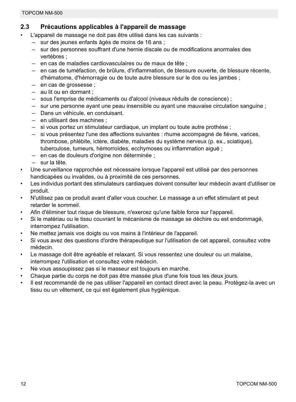 Topcom NM-500-H User Manual | Page 12 / 72