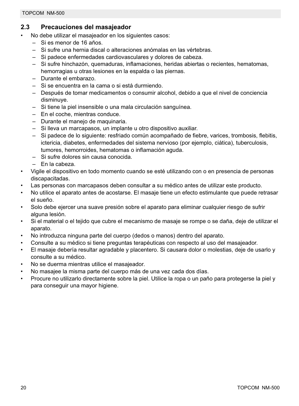 Topcom NM-500-H User Manual | Page 20 / 72