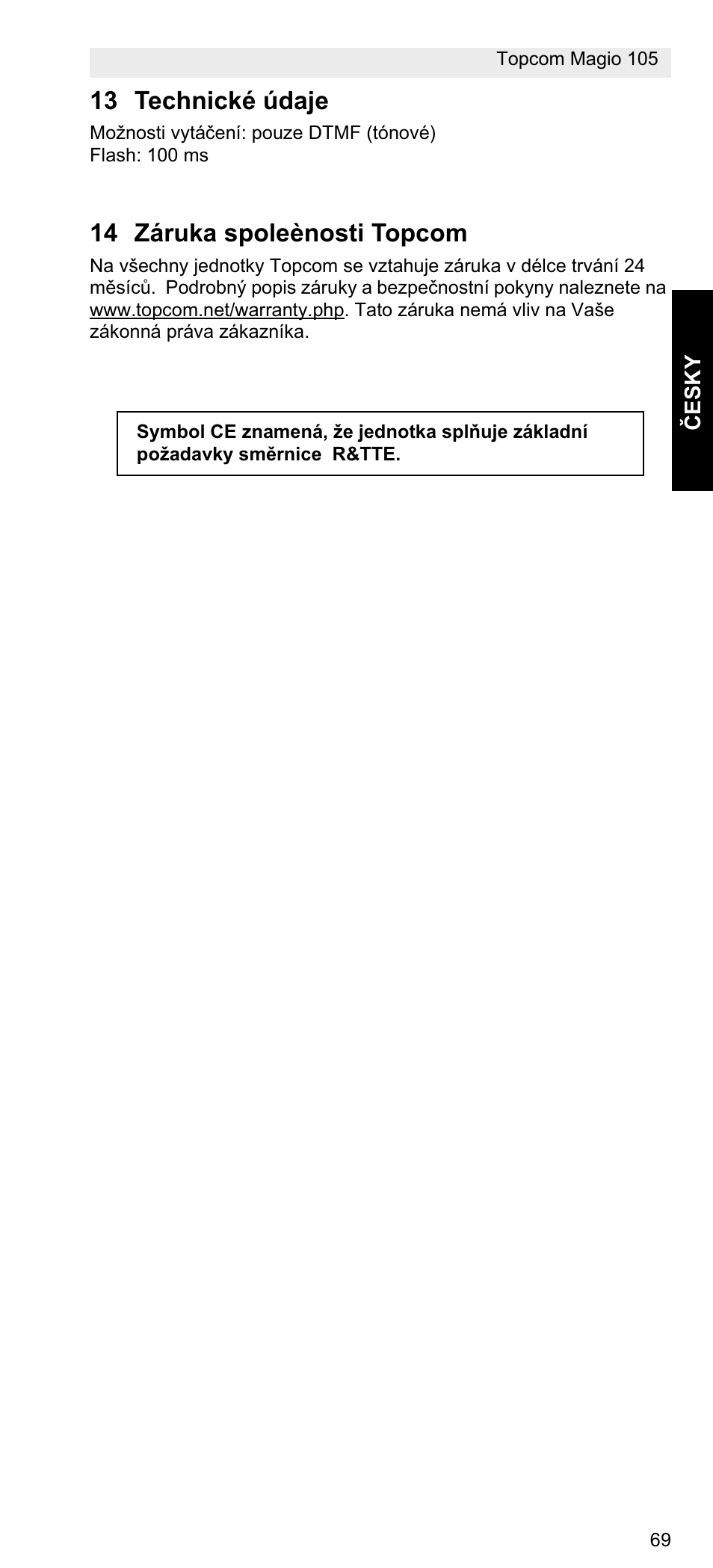 Topcom MAGIO 105 User Manual | Page 69 / 88
