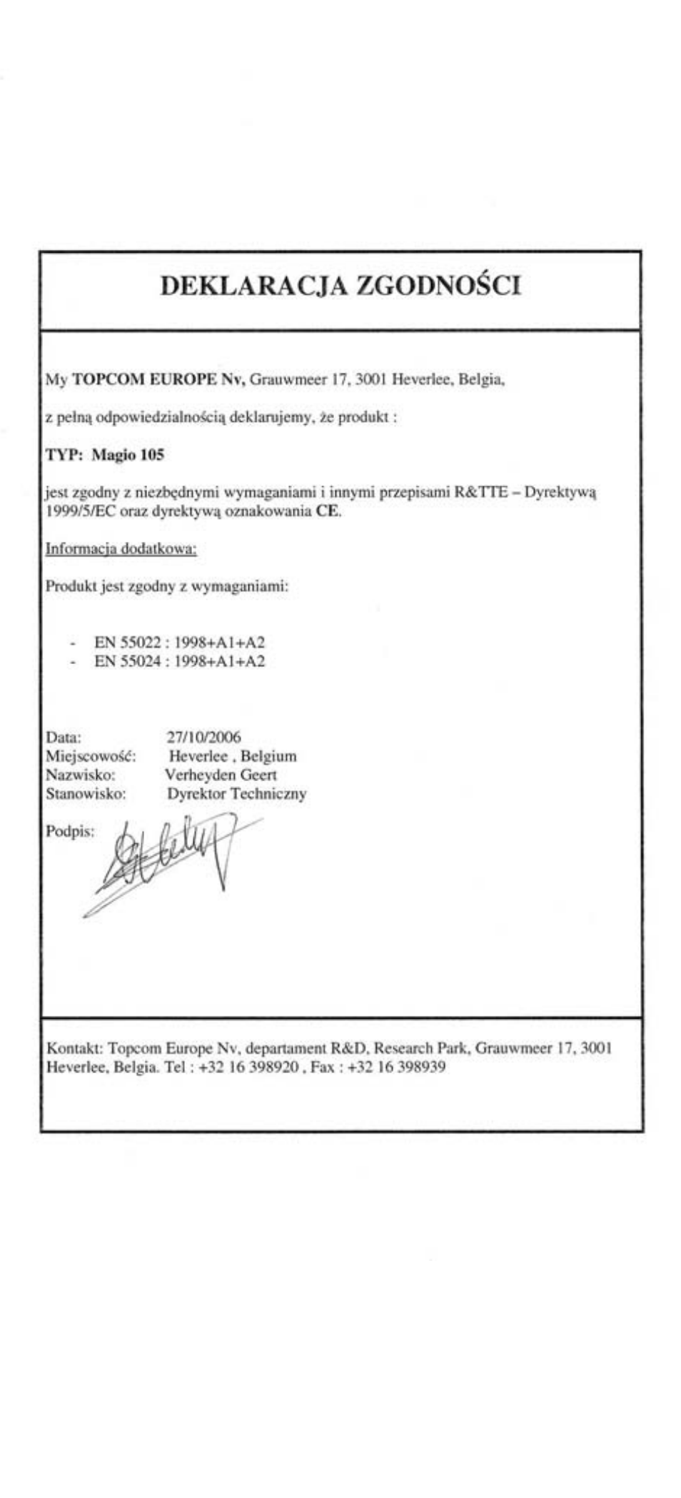 Topcom MAGIO 105 User Manual | Page 87 / 88