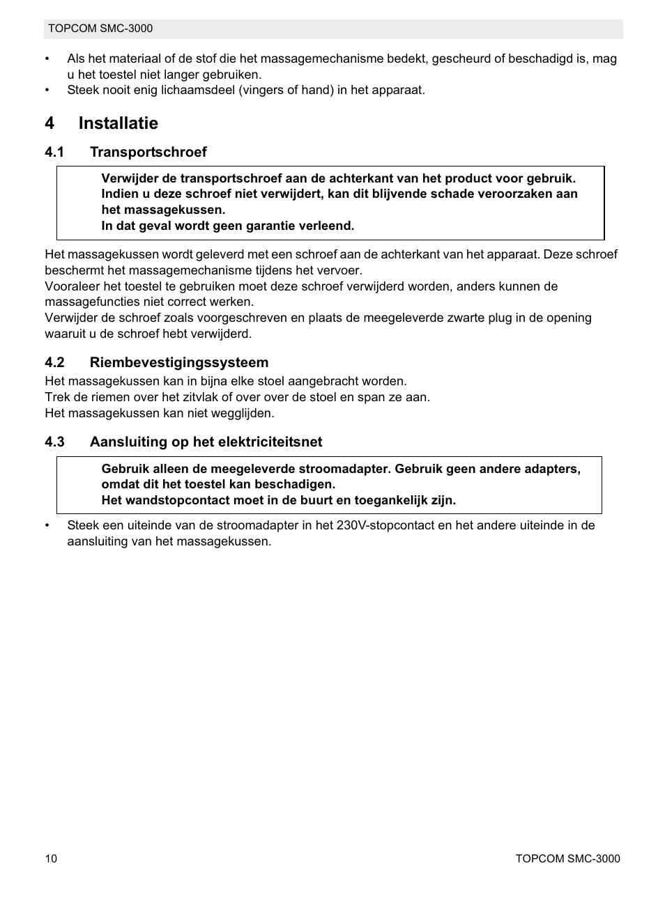 4installatie | Topcom SMC-3000 User Manual | Page 10 / 104