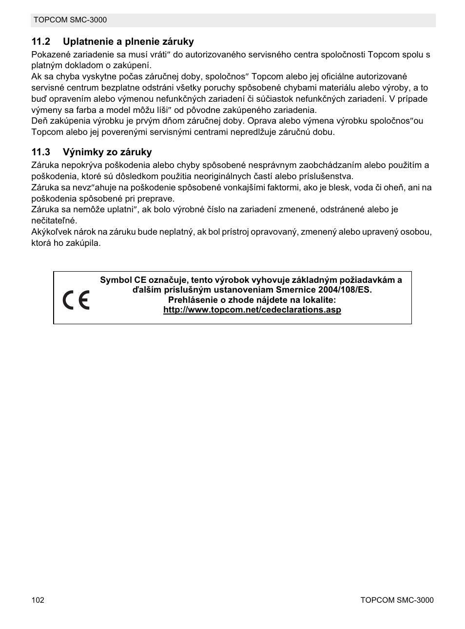 Topcom SMC-3000 User Manual | Page 102 / 104