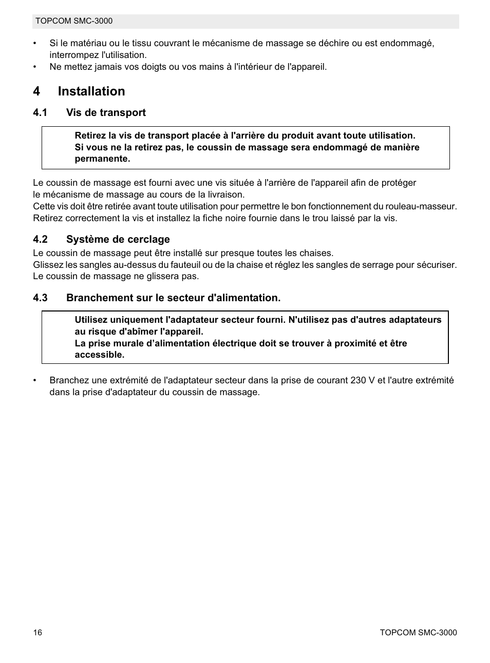 4installation | Topcom SMC-3000 User Manual | Page 16 / 104