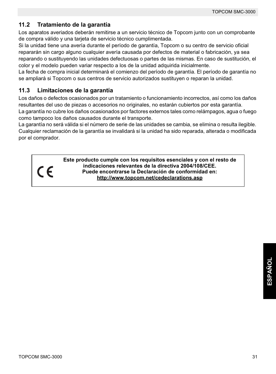 Topcom SMC-3000 User Manual | Page 31 / 104