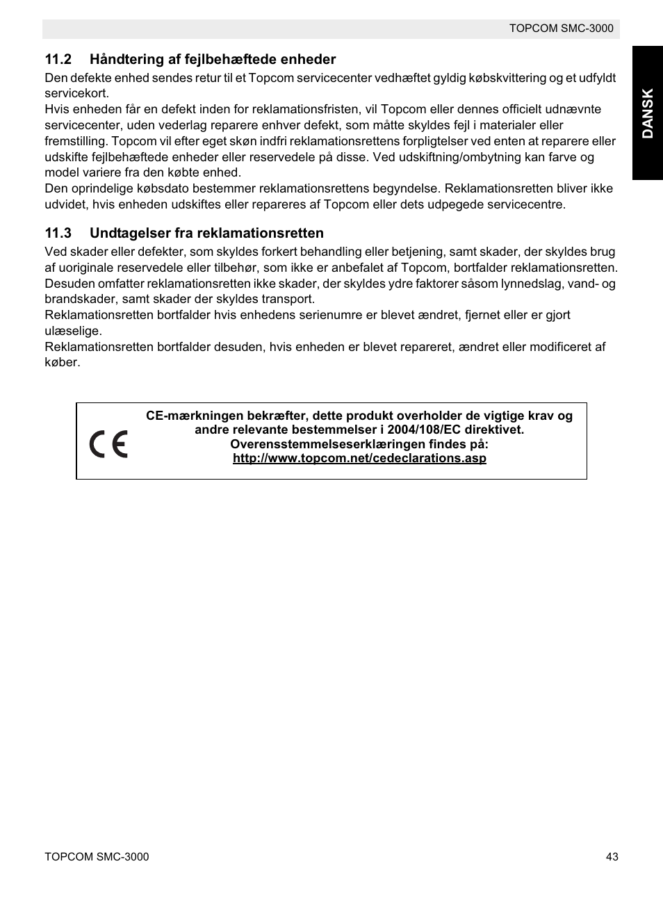 Topcom SMC-3000 User Manual | Page 43 / 104