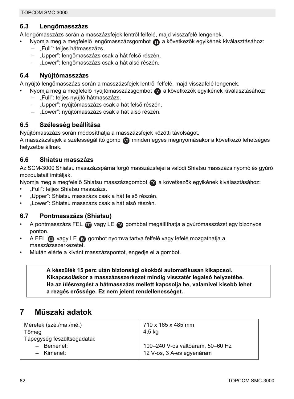 7mħszaki adatok | Topcom SMC-3000 User Manual | Page 82 / 104