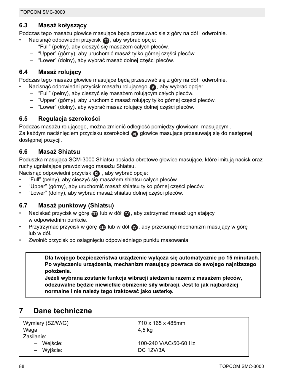 7dane techniczne | Topcom SMC-3000 User Manual | Page 88 / 104