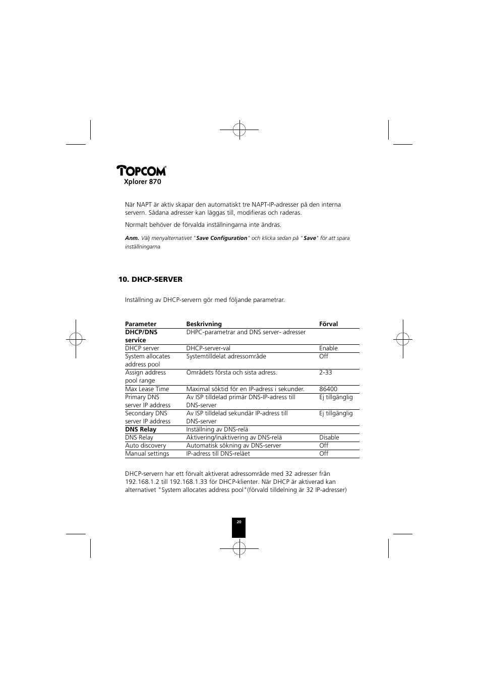 Topcom Xplorer 870 User Manual | Page 20 / 96