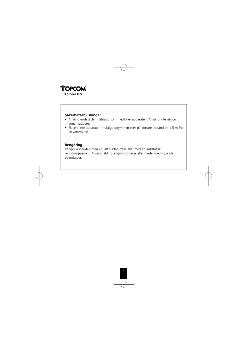 Topcom Xplorer 870 User Manual | Page 4 / 96