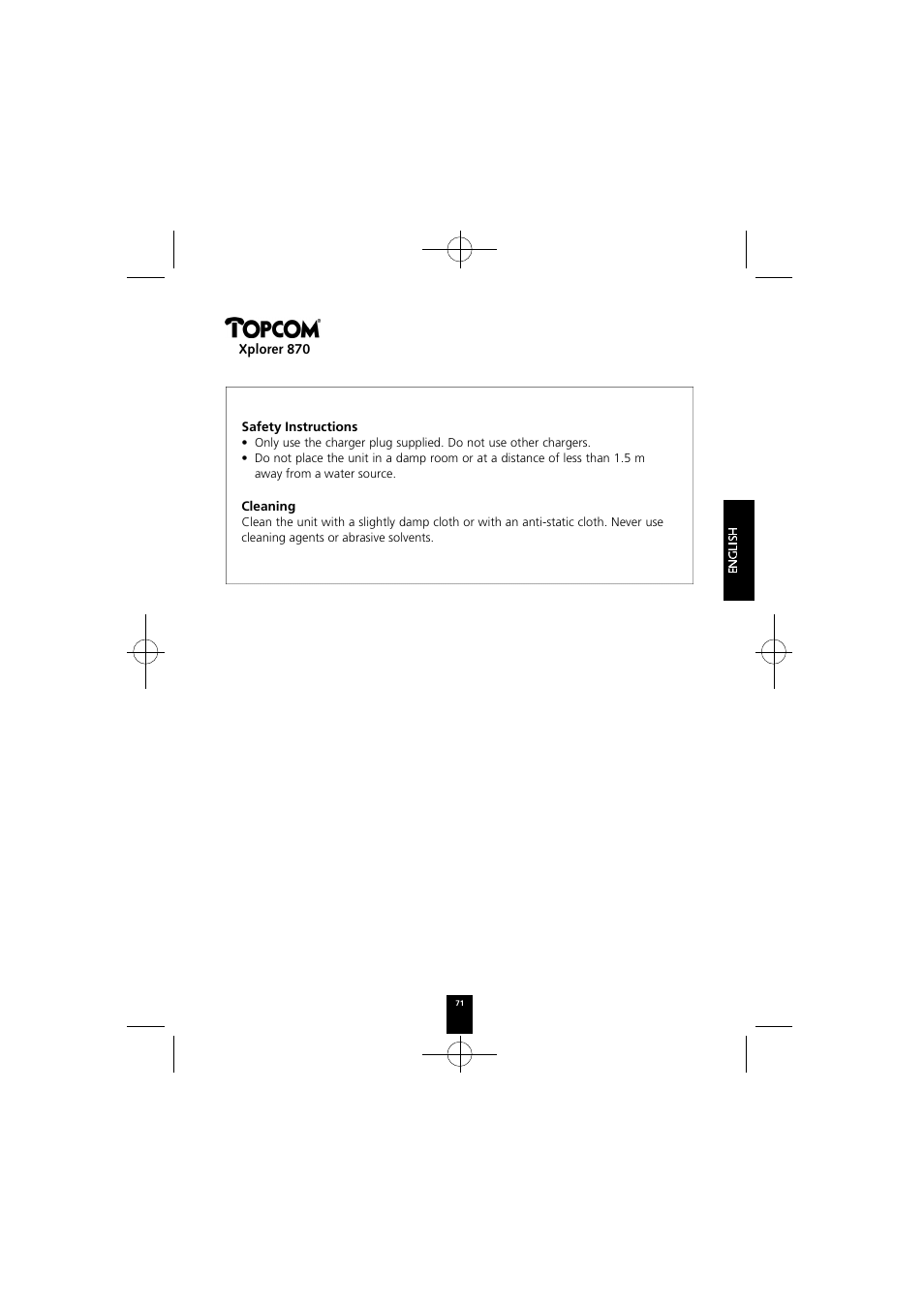 Xplorer 870 | Topcom Xplorer 870 User Manual | Page 71 / 96