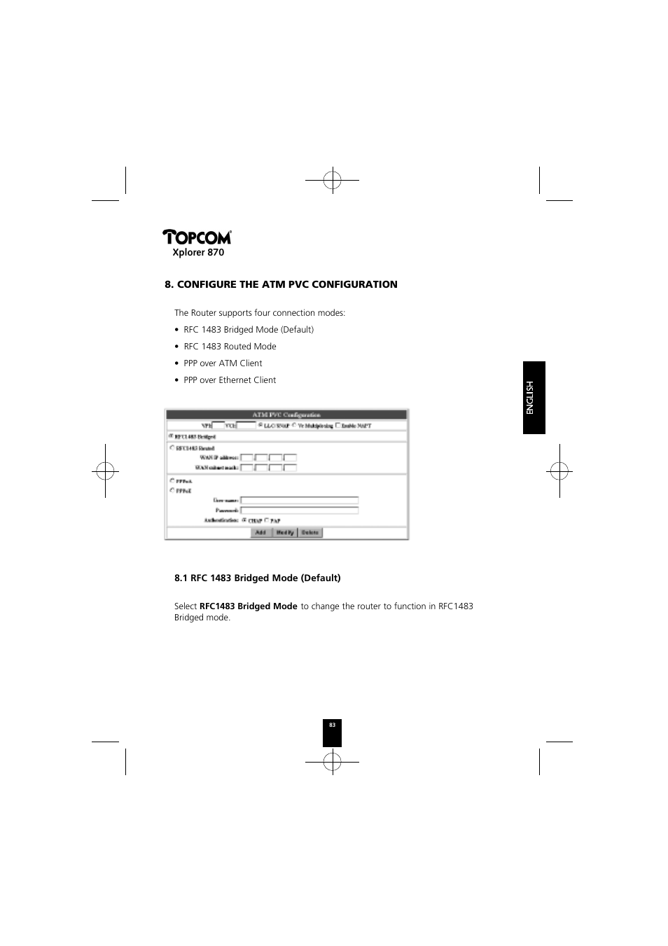 Xplorer 870, Configure the atm pvc configuration | Topcom Xplorer 870 User Manual | Page 83 / 96