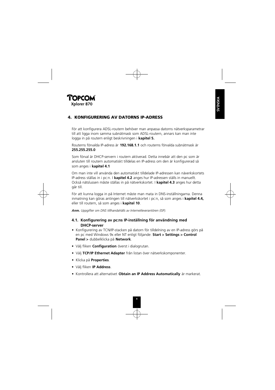 Topcom Xplorer 870 User Manual | Page 9 / 96