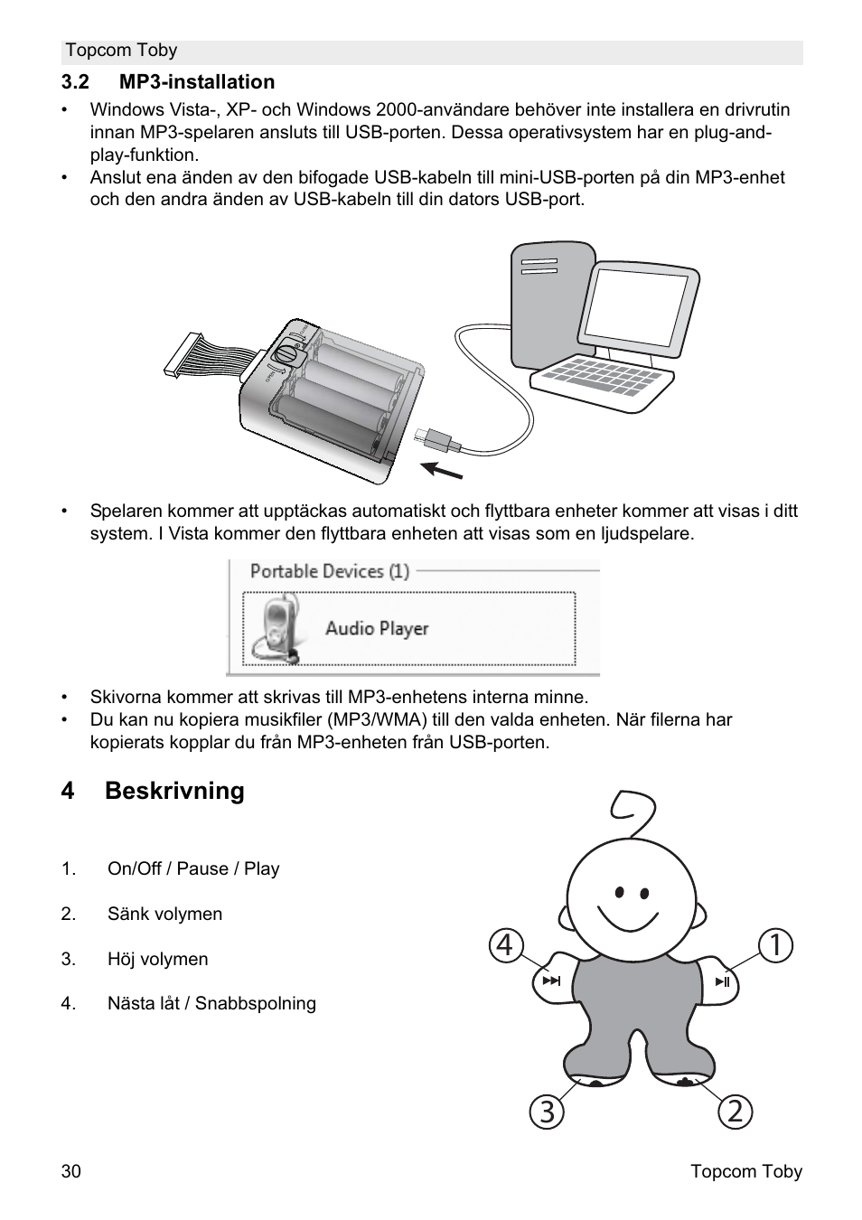 4beskrivning | Topcom Toby User Manual | Page 30 / 76