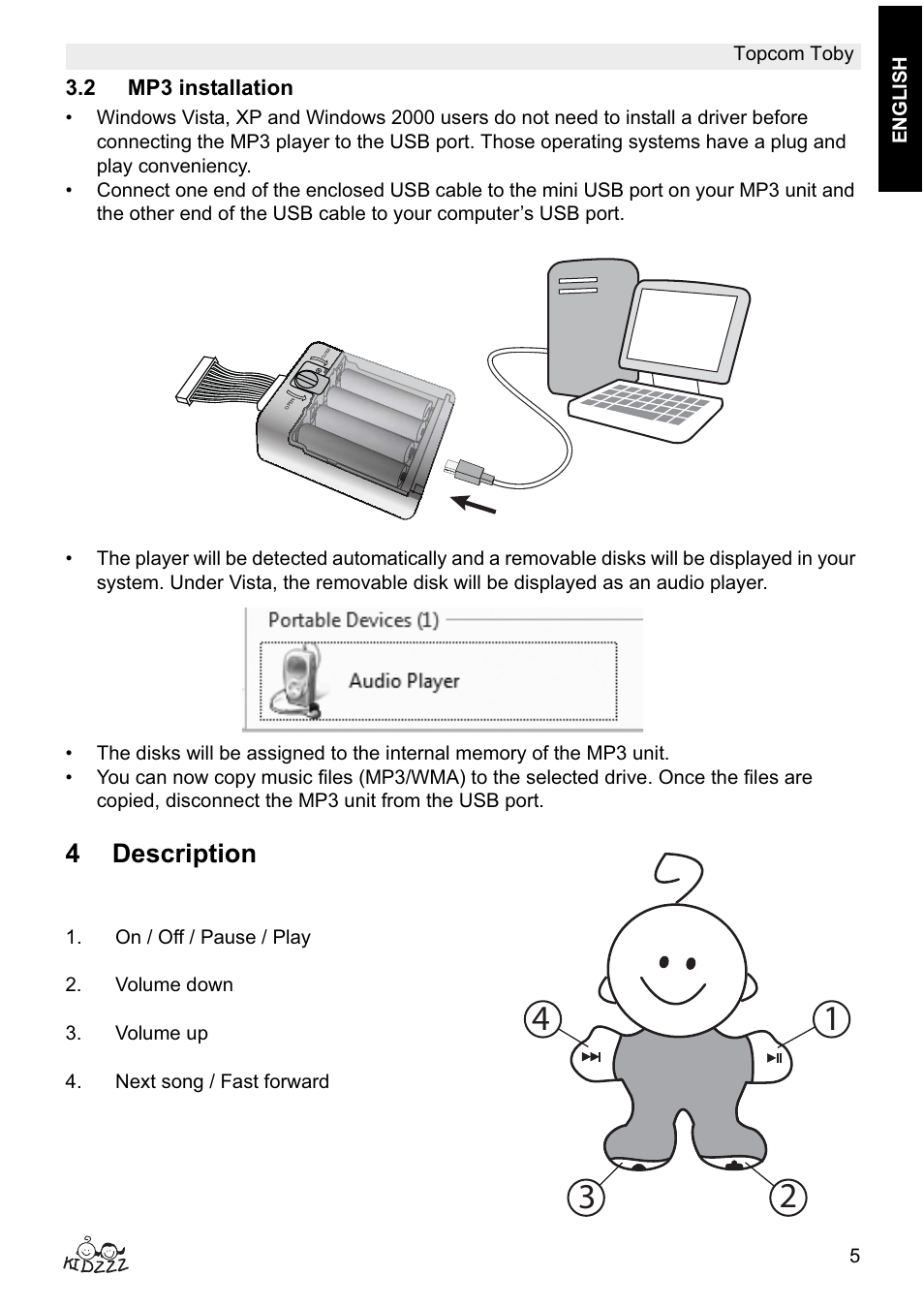 4description | Topcom Toby User Manual | Page 5 / 76