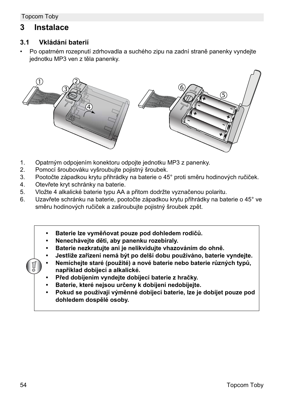 3instalace | Topcom Toby User Manual | Page 54 / 76