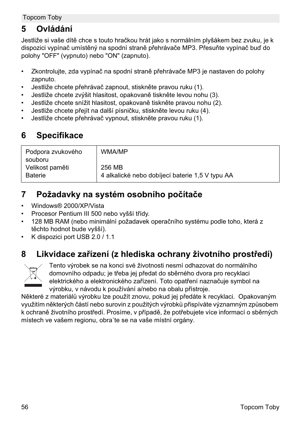 5ovládání | Topcom Toby User Manual | Page 56 / 76