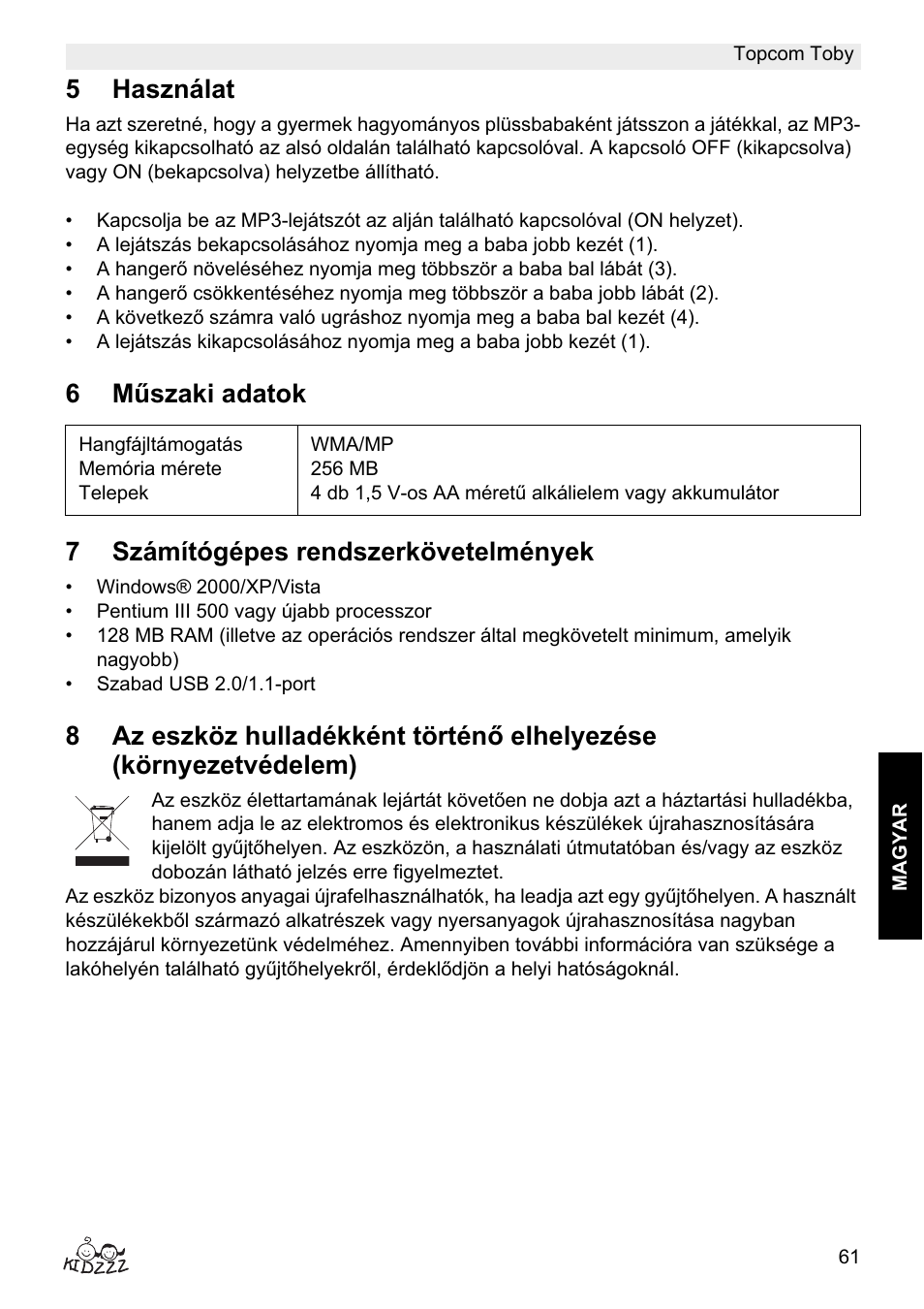 5használat | Topcom Toby User Manual | Page 61 / 76