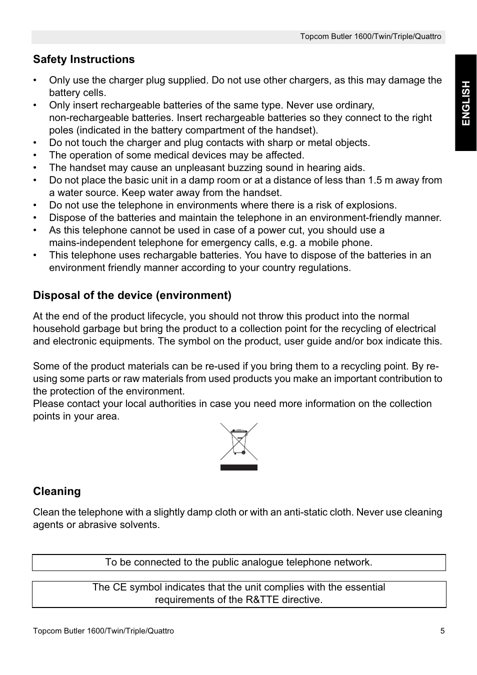 Topcom BUTLER 1600 User Manual | Page 5 / 20