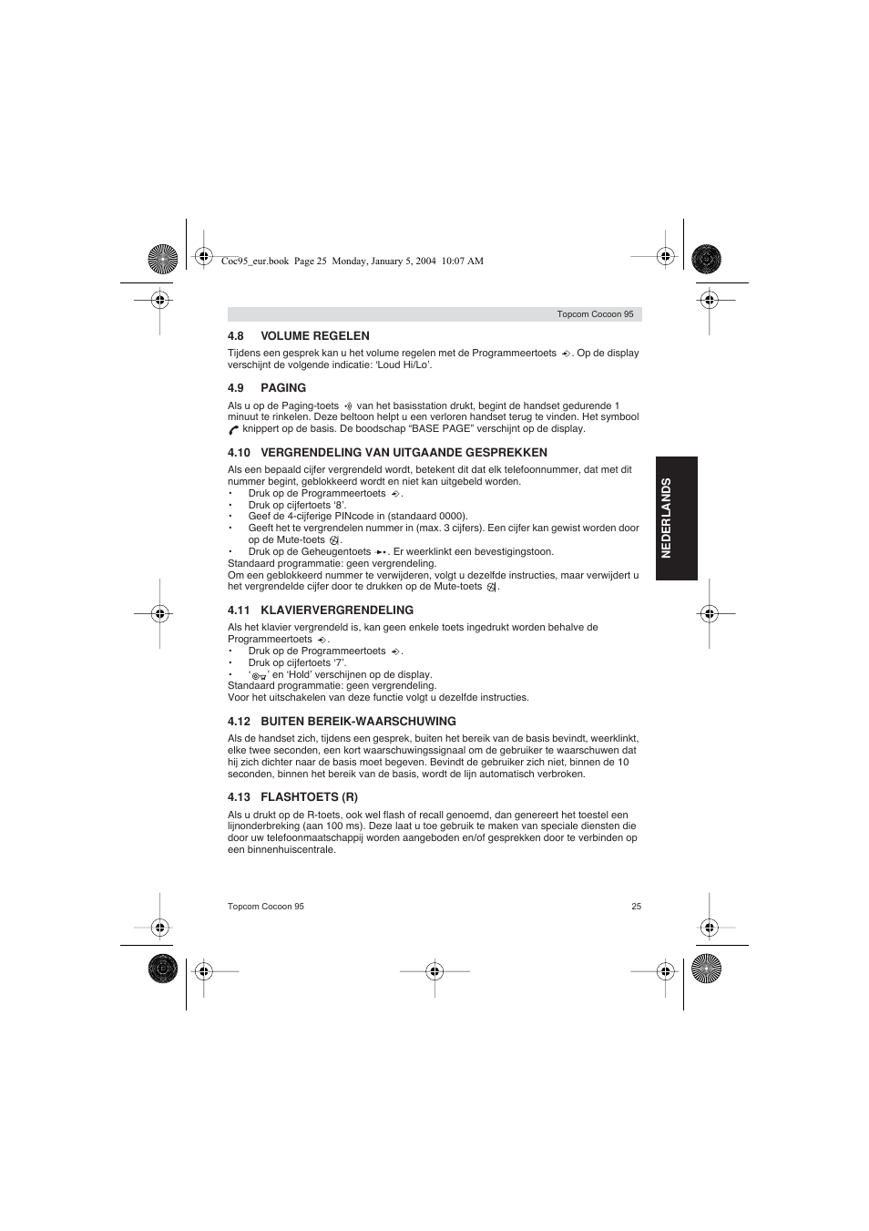 Topcom Cocoon 95 User Manual | Page 25 / 64