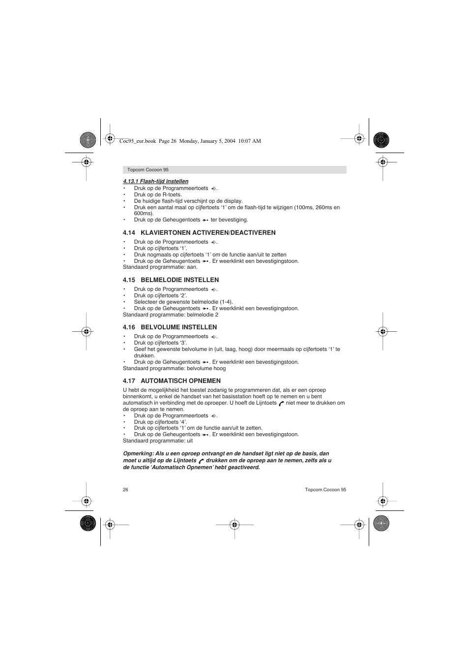 Topcom Cocoon 95 User Manual | Page 26 / 64