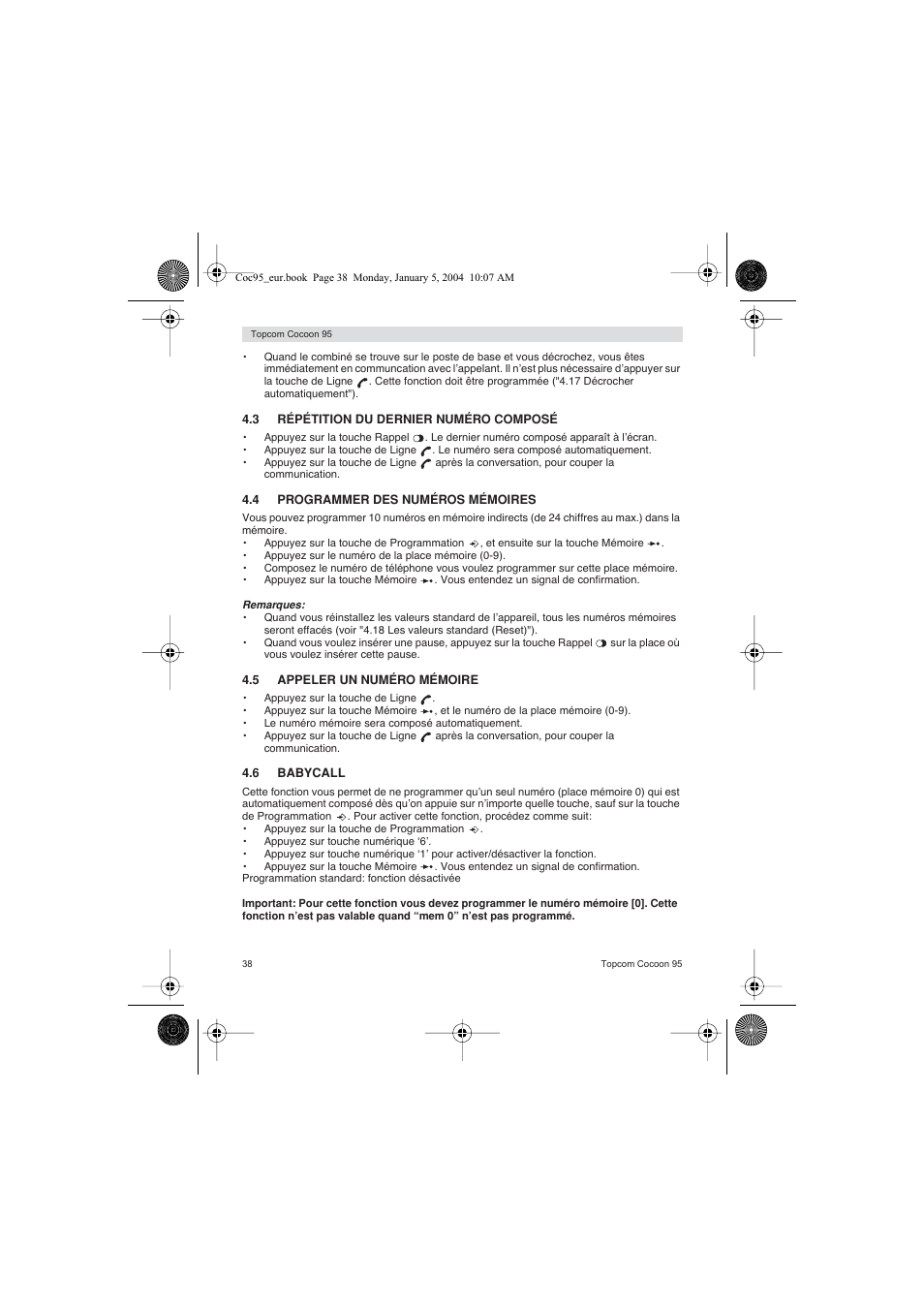 Topcom Cocoon 95 User Manual | Page 38 / 64