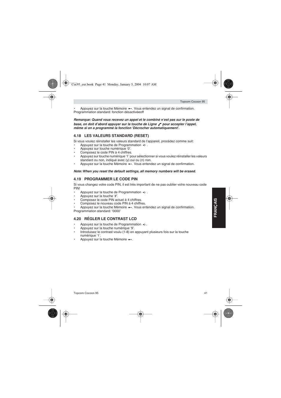 Topcom Cocoon 95 User Manual | Page 41 / 64