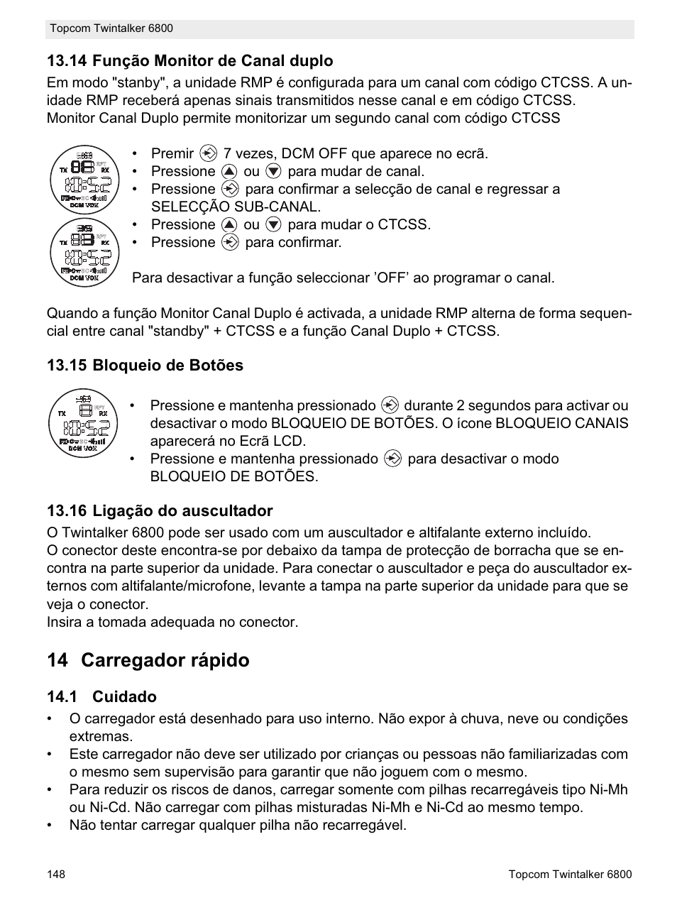 14 carregador rápido | Topcom Twintalker 6800 User Manual | Page 148 / 236