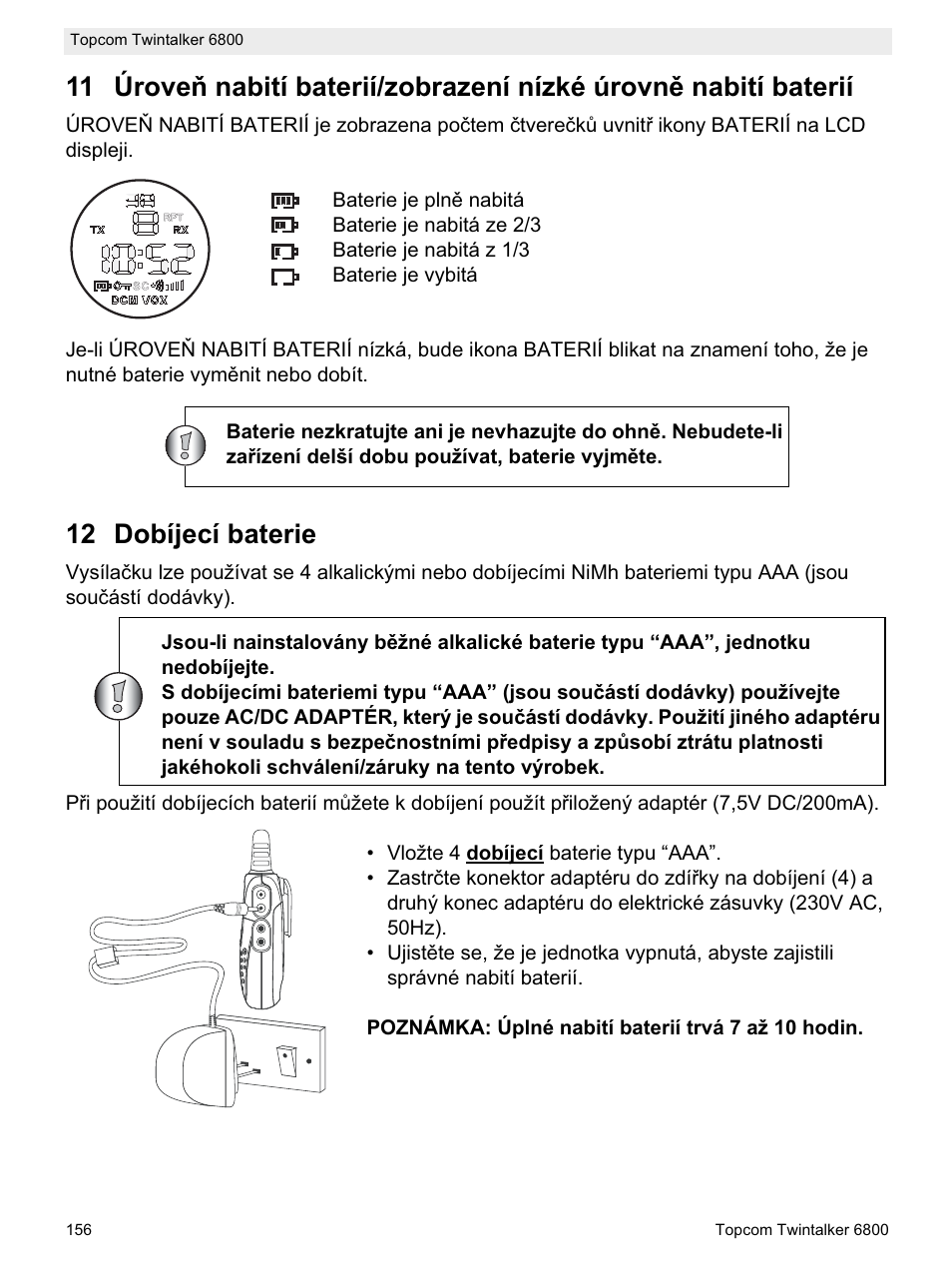 12 dobíjecí baterie | Topcom Twintalker 6800 User Manual | Page 156 / 236