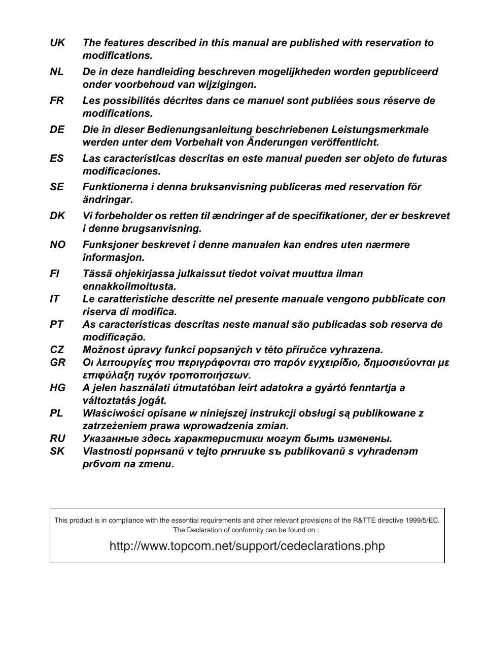 Topcom Twintalker 6800 User Manual | Page 2 / 236