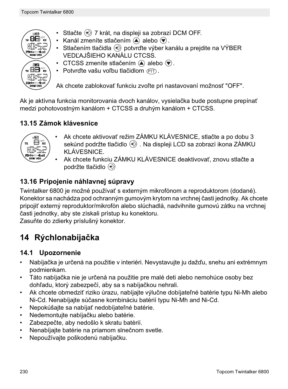 14 rýchlonabíjaþka | Topcom Twintalker 6800 User Manual | Page 230 / 236