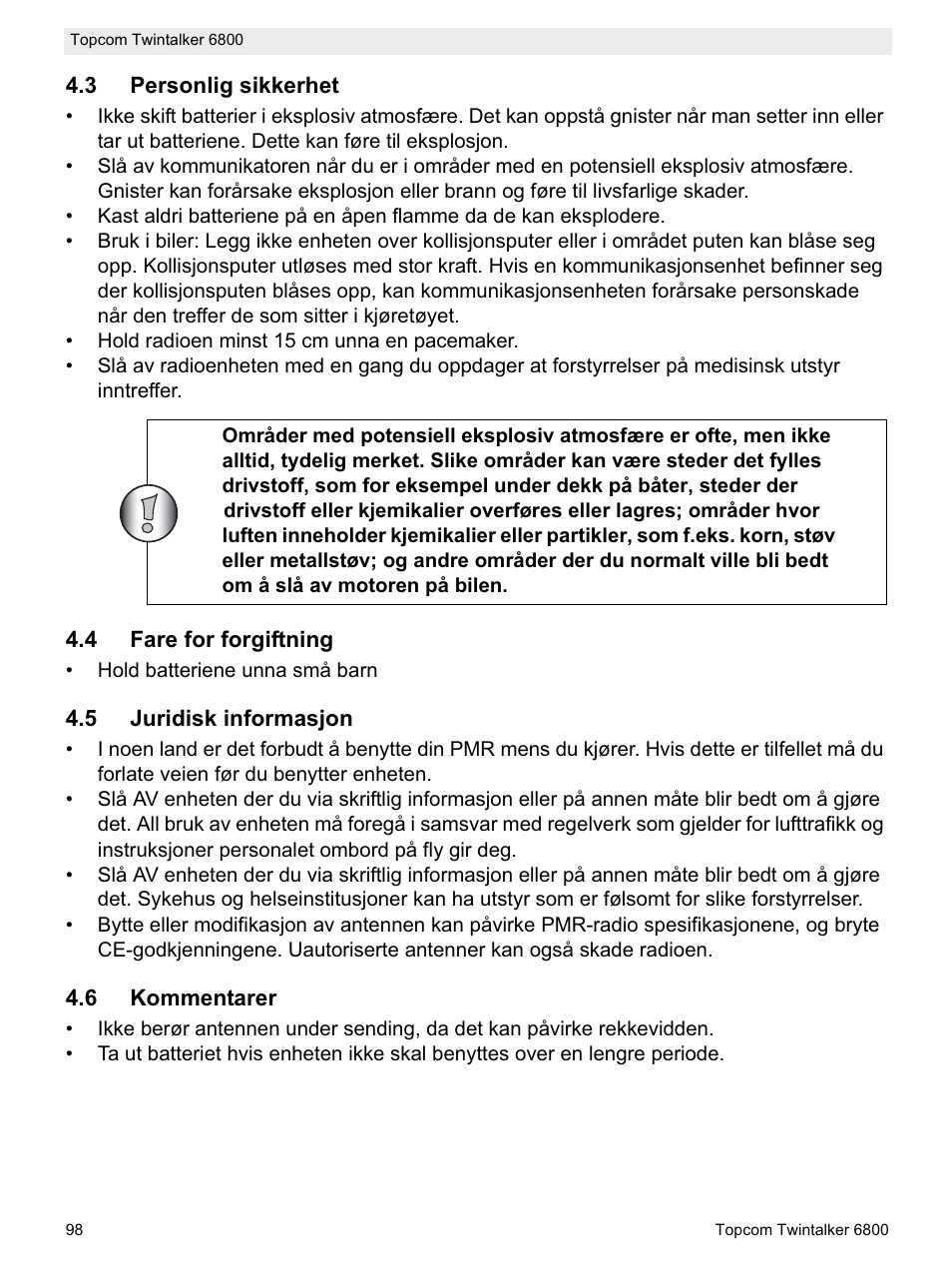 Topcom Twintalker 6800 User Manual | Page 98 / 236
