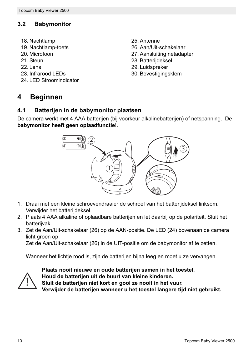 4beginnen | Topcom BABY VIEWER 2500 User Manual | Page 10 / 104