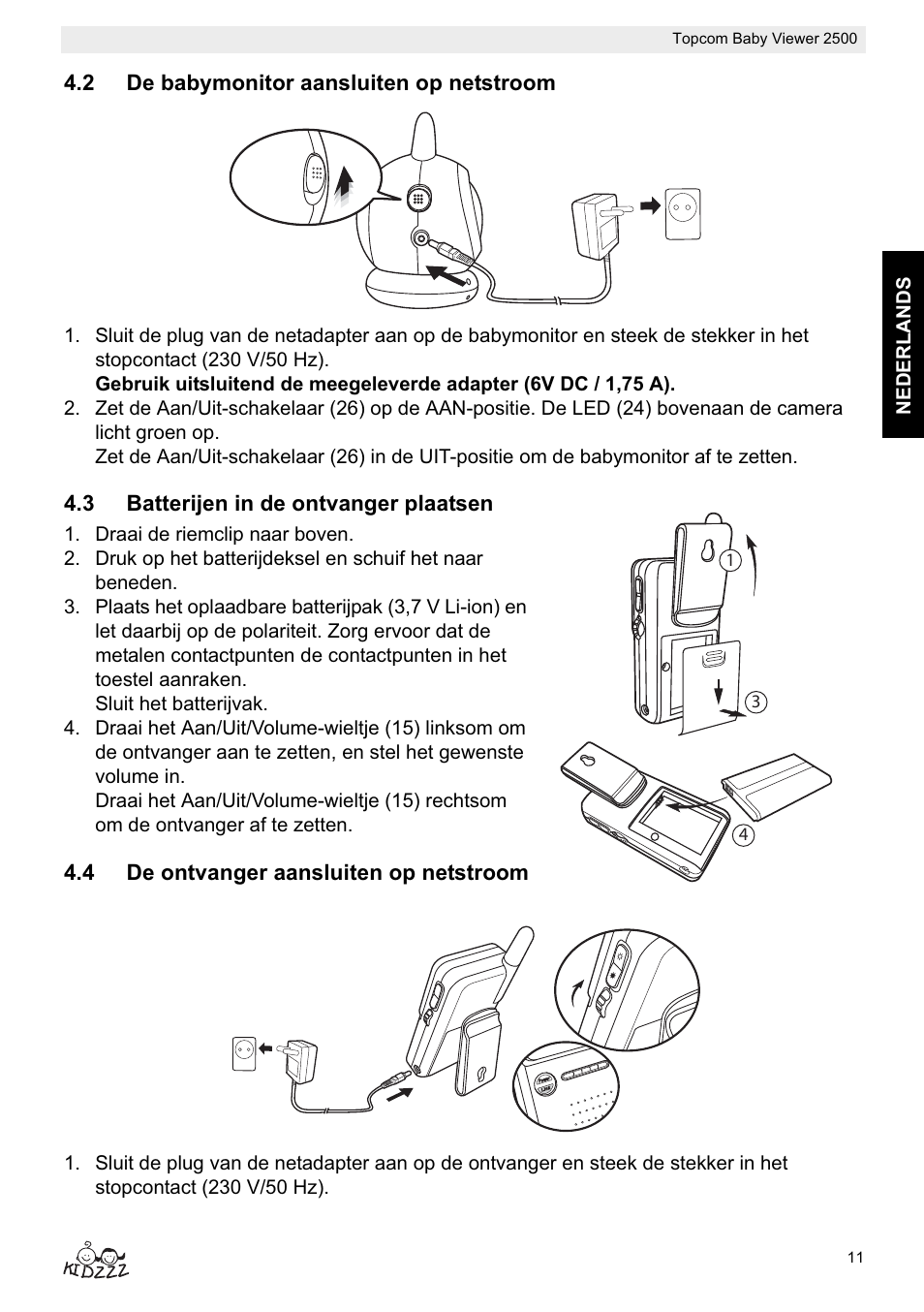 Topcom BABY VIEWER 2500 User Manual | Page 11 / 104