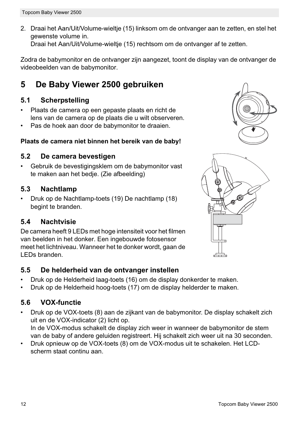 Topcom BABY VIEWER 2500 User Manual | Page 12 / 104