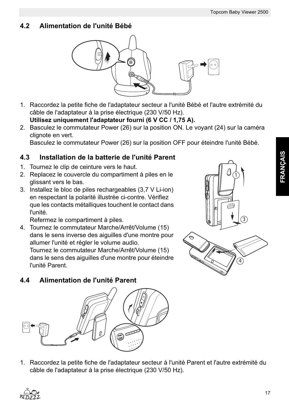 Topcom BABY VIEWER 2500 User Manual | Page 17 / 104