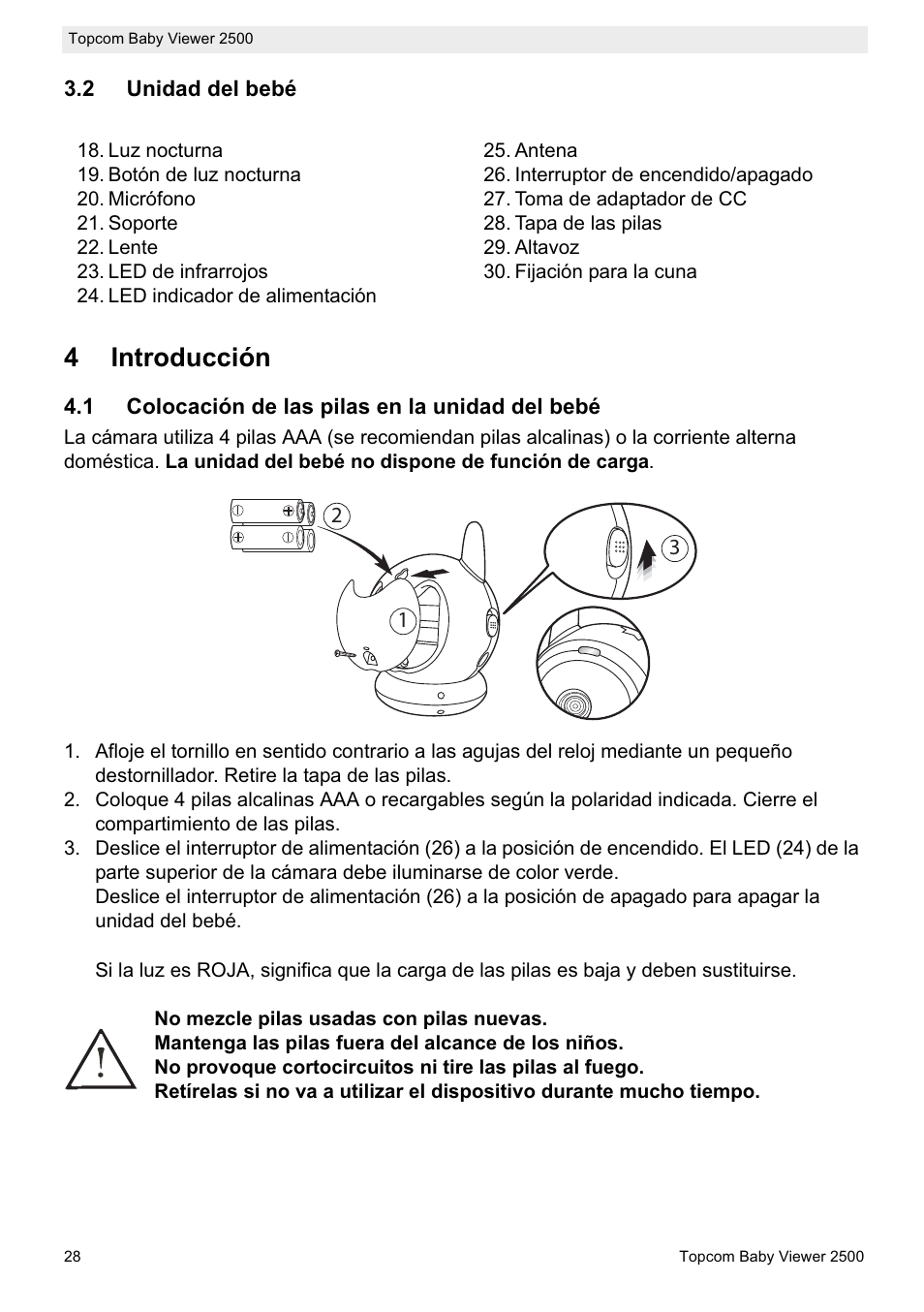 4introducción | Topcom BABY VIEWER 2500 User Manual | Page 28 / 104