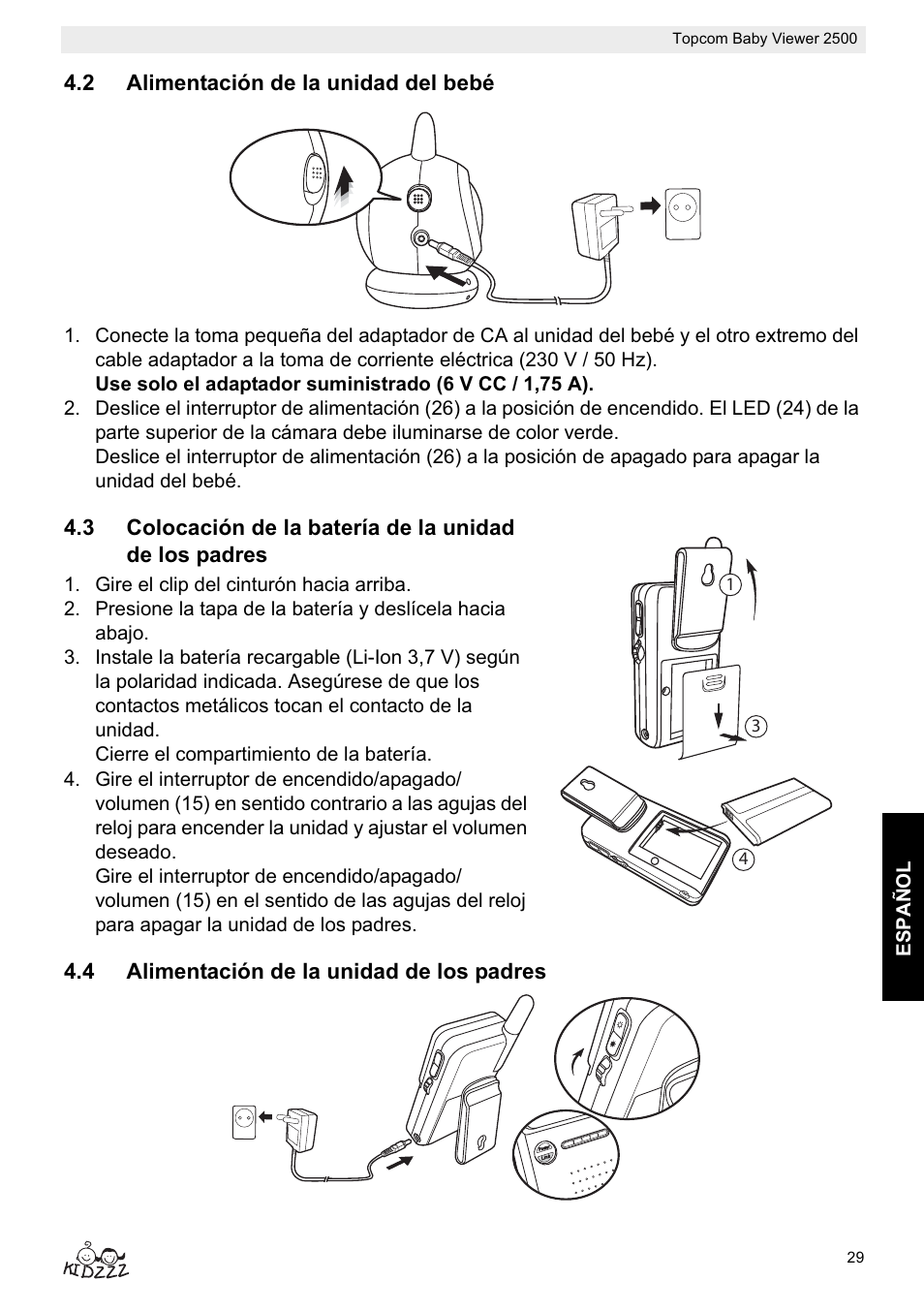 Topcom BABY VIEWER 2500 User Manual | Page 29 / 104