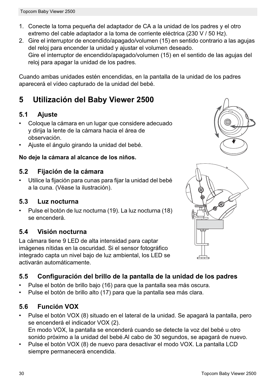 Topcom BABY VIEWER 2500 User Manual | Page 30 / 104