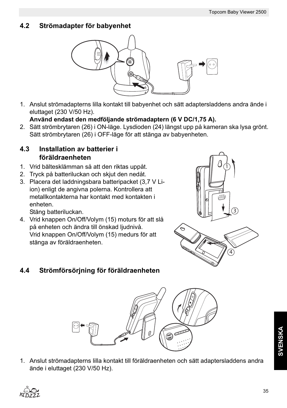 Topcom BABY VIEWER 2500 User Manual | Page 35 / 104