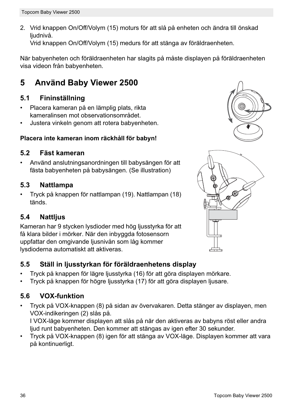 Topcom BABY VIEWER 2500 User Manual | Page 36 / 104