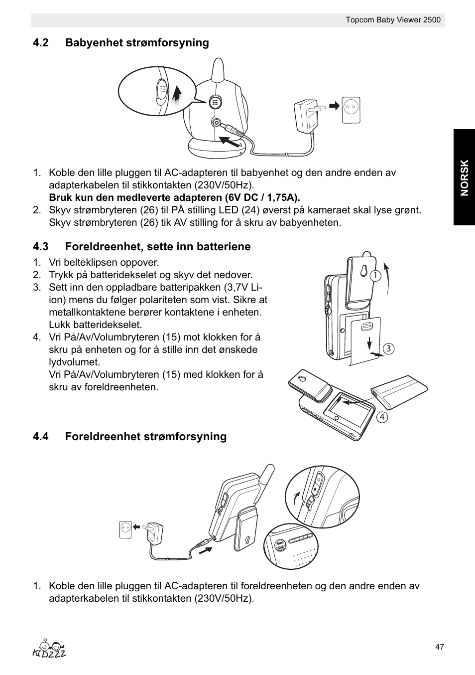 Topcom BABY VIEWER 2500 User Manual | Page 47 / 104