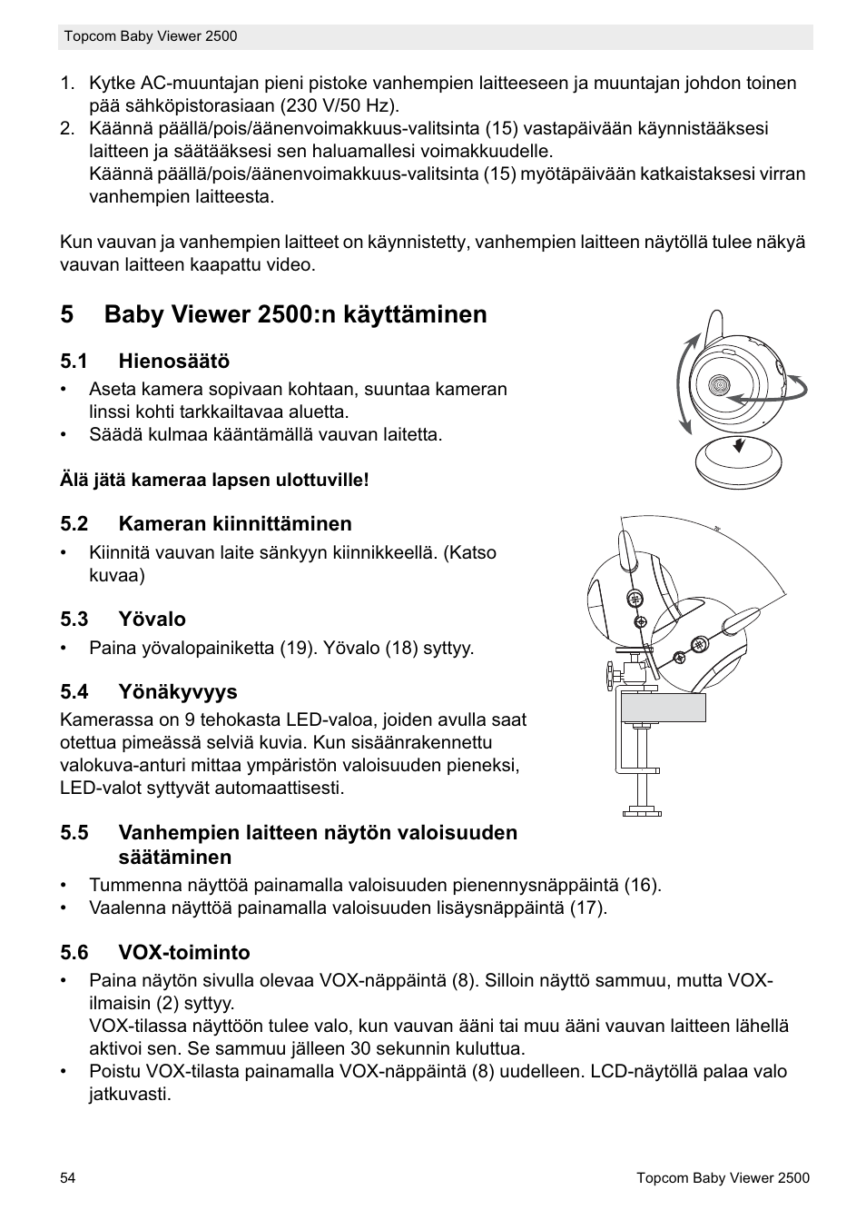 Topcom BABY VIEWER 2500 User Manual | Page 54 / 104