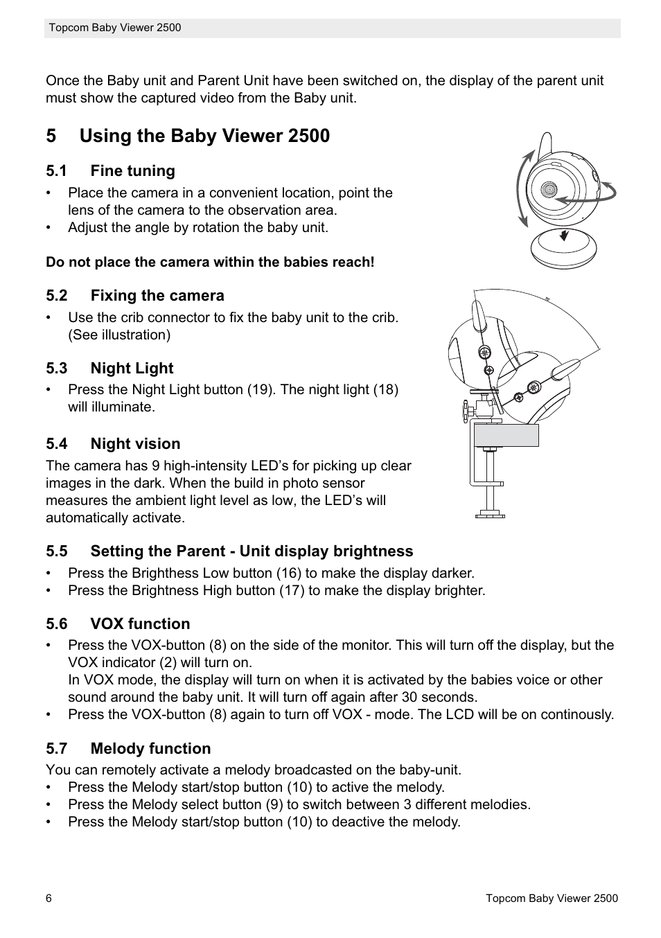Topcom BABY VIEWER 2500 User Manual | Page 6 / 104