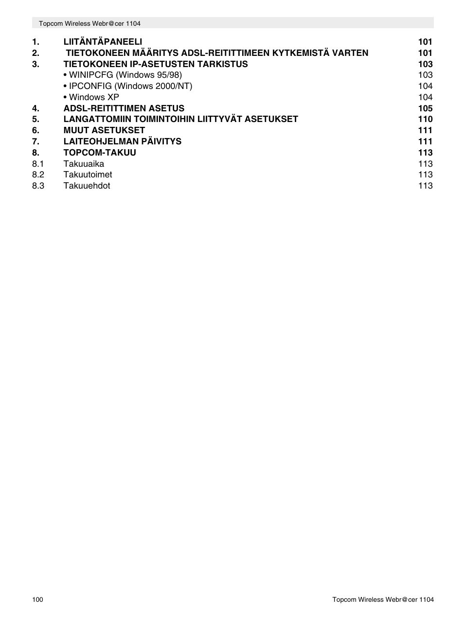 Topcom Wireless Webracer 1104 User Manual | Page 100 / 144