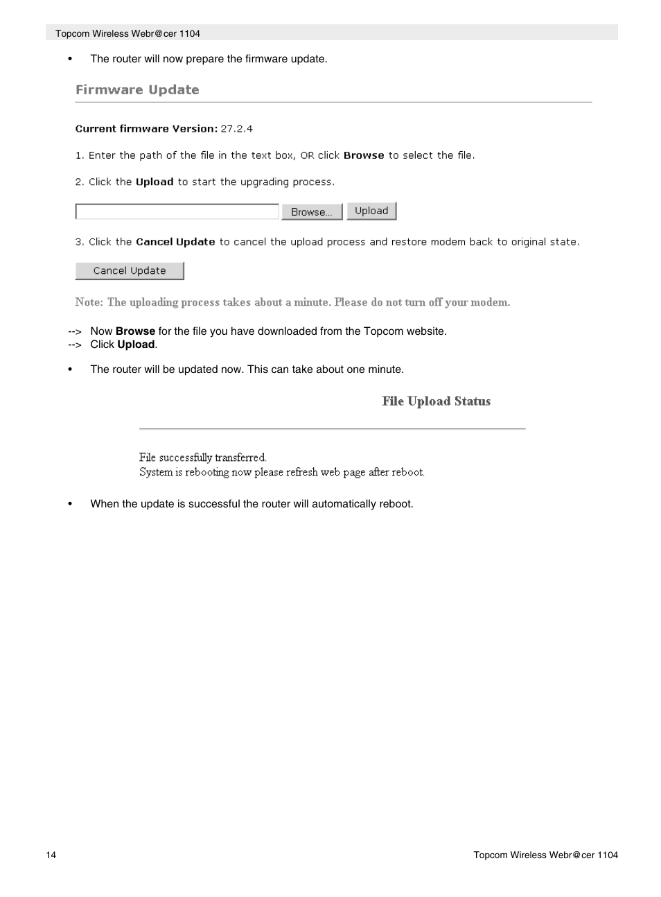 Topcom Wireless Webracer 1104 User Manual | Page 14 / 144