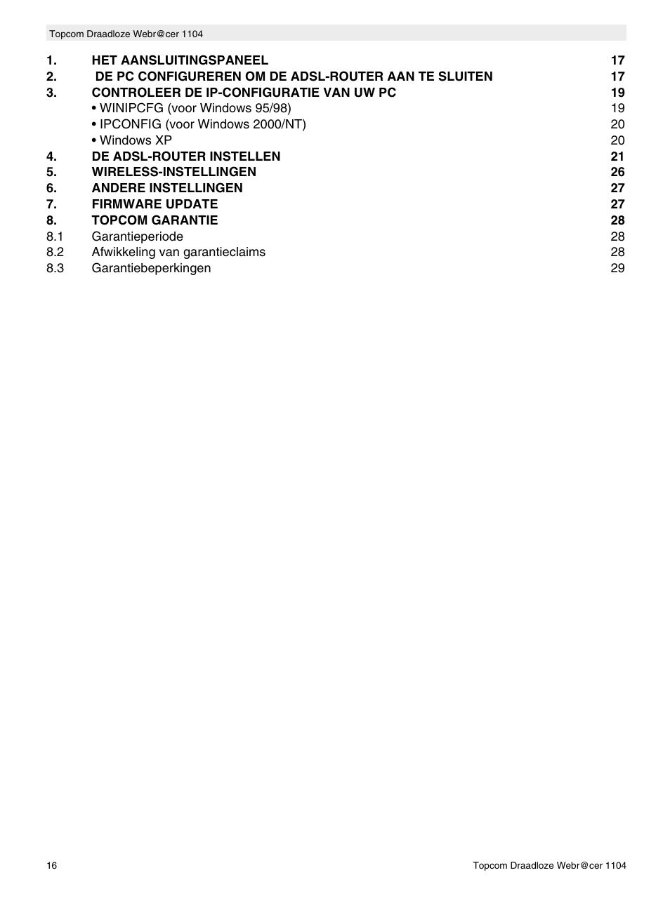 Topcom Wireless Webracer 1104 User Manual | Page 16 / 144