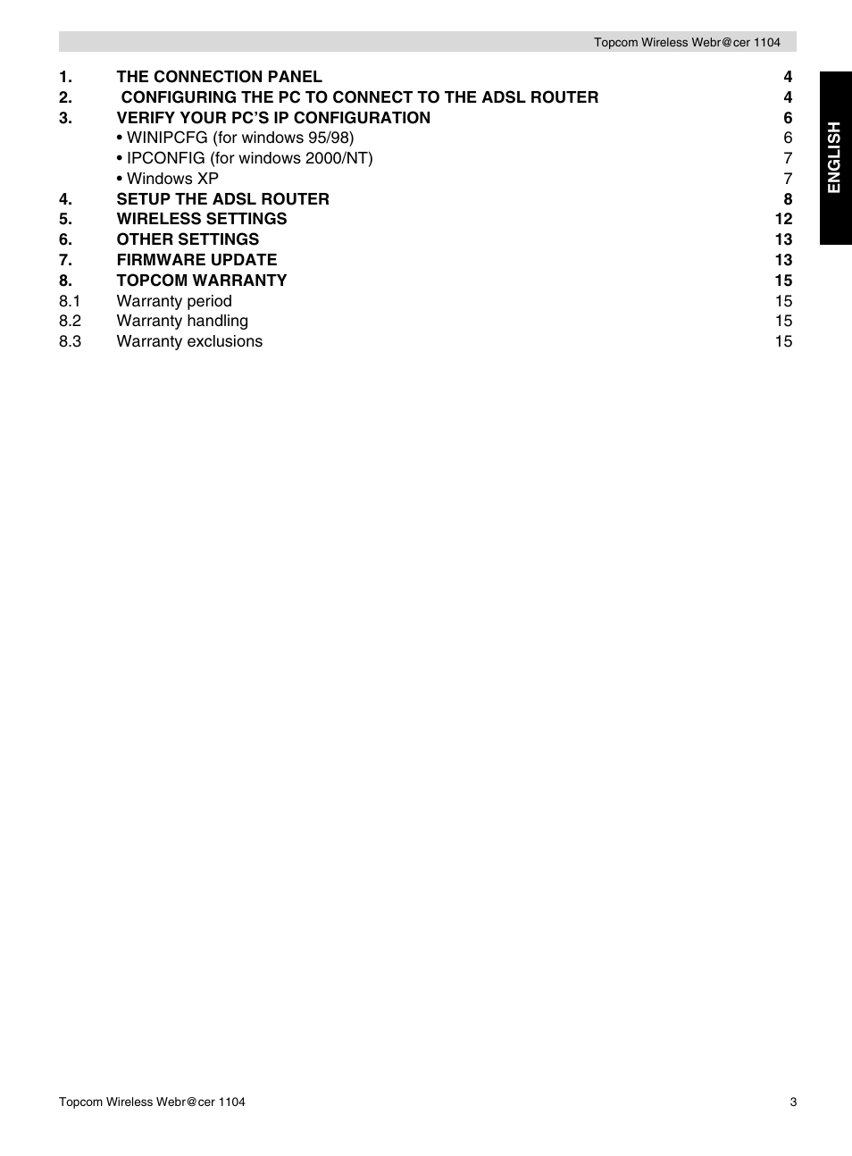 Topcom Wireless Webracer 1104 User Manual | Page 3 / 144